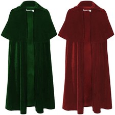 Adult Kids Velvet Cape Robe Gothic Cloak Witch Wizard Cosplay Costume