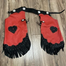 KO Trading Company Leather Chaps Made In Texas Custom Made Black And Red