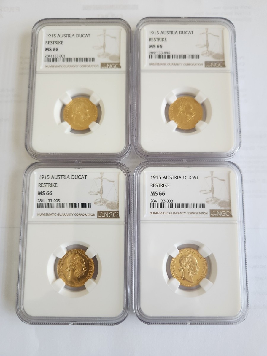 1915 MS 66 Austria Ducat Restrike NGC Certified Superb Gem This