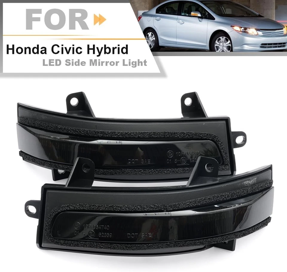 2x Smoke Clip-On LED Side Mirror Blinker Lamp For 12-14 Honda Civic Sedan Hybrid - Image 2 of 4