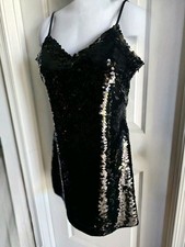 MICHAEL KORS SEQUENED STRAP DRESS BLACK SZ LG SHORT CLASSY SEXY $138.00 NWOT 