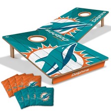 NFL Miami Dolphins 2  x 3  Wood Cornhole Game 2' x 3', Team Colors