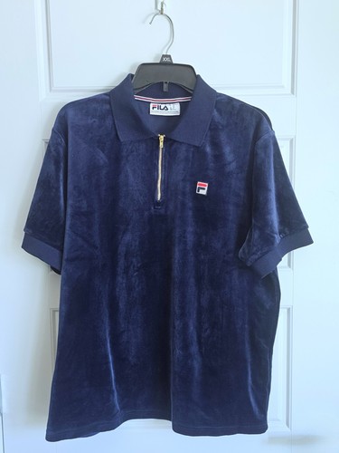 VTG Fila quarter zip polo Y2K Velour short sleeve sweater Mens XL