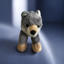 Aurora World Inc. Gray Tan Wolf Plush Stuffed Animal 9 Nose to Tail