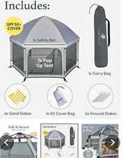 Pop N Go Premium Indoor/Outdoor Baby Playpen Warm Ivory 59" W x 48" H Canopy