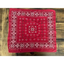 Vtg 60s Fast Color Red 100 Cotton Bandana Paisley Wild Rags Selvaged 13962