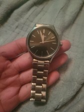 Fossil Men's Silver Tone Watch Black Dial Steel Band