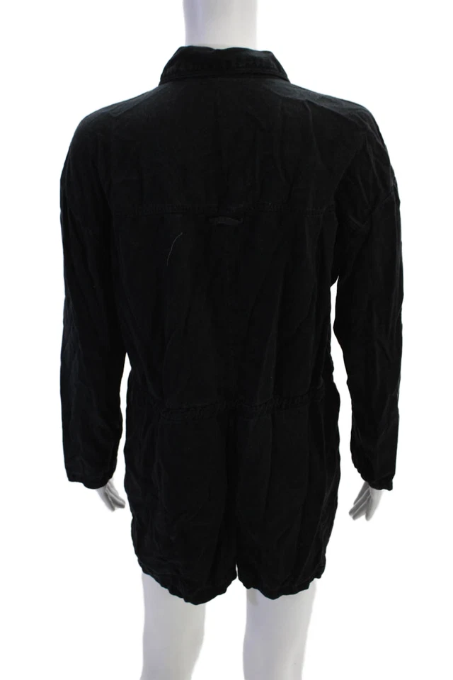 Mameluco Zara para mujer manga larga con cuello abotonado negro talla S Foto 3 de 4