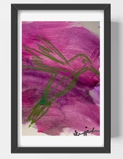 GUAJARDO Original Contemporary Expressionism Hummingbird 9X6 Paper Signed Art