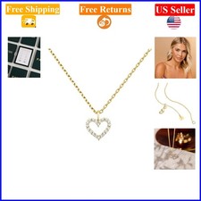 14K Gold Plated Heart Necklace for Women with Cubic Zirconia, 18 inches