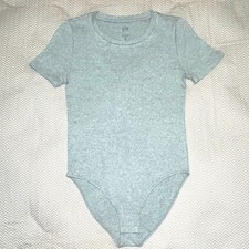 GAP Modern Bodysuit Womens Medium Short Sleeve Crew Neck Ribbed Heather Grey