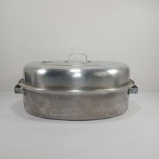 Vintage Comet Aluminum Roaster Roasting Pan Made In USA Large Oval 16x10.5x4