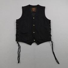 Milwaukee Performance Vest Mens Medium Black Denim Motorcycle Lace Side Biker