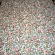 Full Bed Laura Ashley Green Pink Cottage Rose Floral Paisley Comforter Vintage