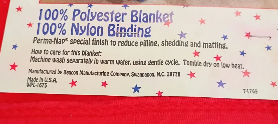 Manta Beacon Niños Junction Roja Doble/Tamaño Completo 72x90 Borde Satinado EE. UU. Nueva Foto 3 de 4