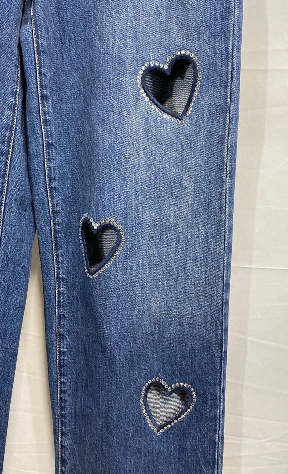 Alice + Olivia Women's Heart Cutouts Blue Denim Jeans Size 28 - Image 2 of 4