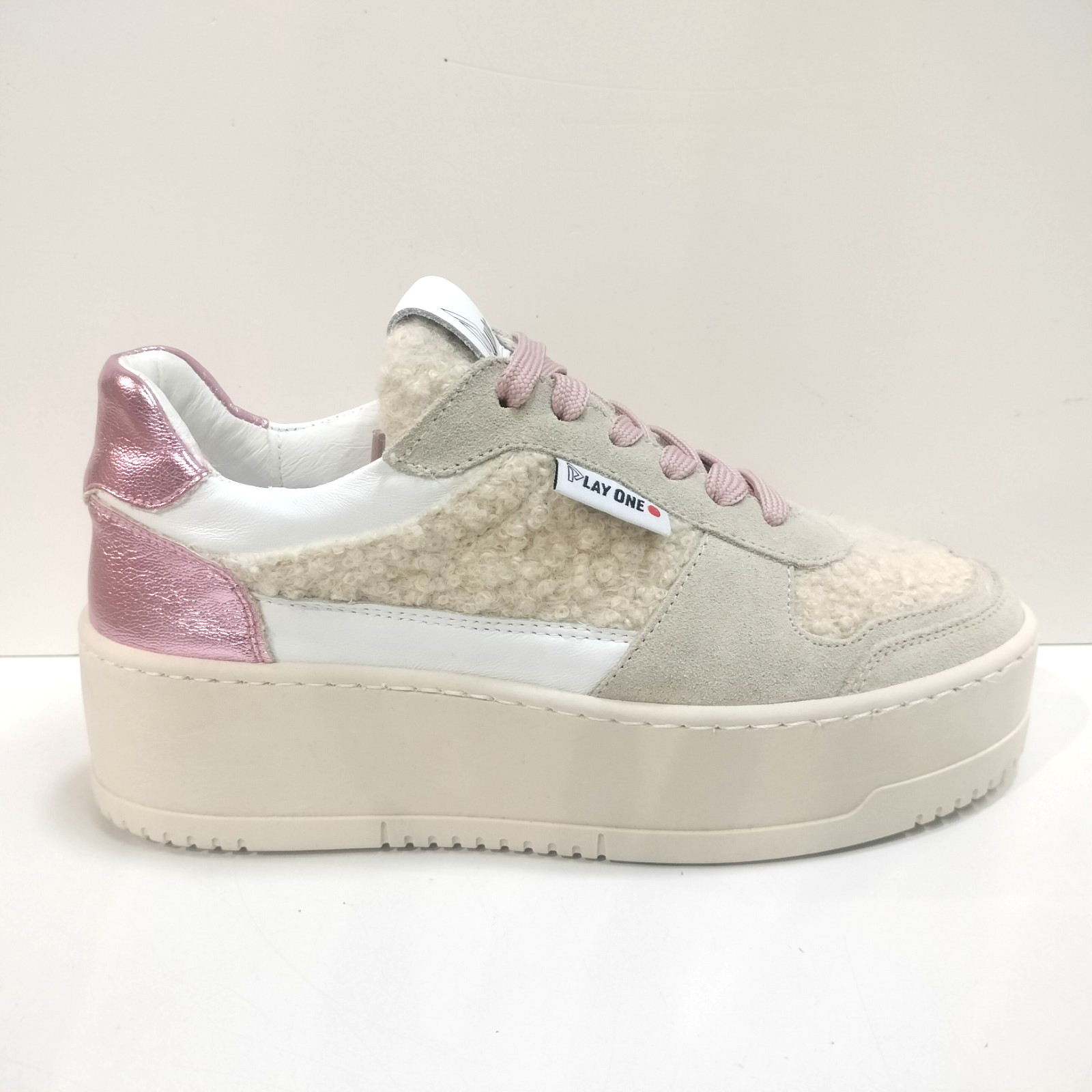 Play One Zapato Mujer Tacón Ante Y Piel Teddy Assan 5 Beige Rosa