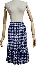 MARNI Pleated Knit Skirt with Multi-Colored Squares and Elastic Waist/ EU 14/M