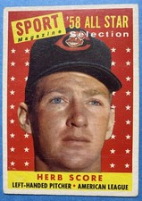 1958 Topps Sport Magazine All Star Herb Score #495 Cleveland Indians Baseball