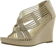 DIVIANA KEALIE-36 Womens Criss Cross Cut Out Platform Back Zip Wedge Sandals