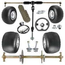 Hinterachsen Kit 815 mm Kart Cart mit 5" Rädern Lenkung Bremse Kette Ritzel etc.