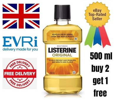 500ml LISTERINE Original Mundspülung verhindert Zahnfleischprobleme Plaque 2 kaufen 1 gratis erhalten 
