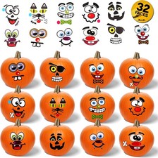 Halloween Pumpkin Face Decorating Stickers - 32 Stickers for Kids Party Favors -