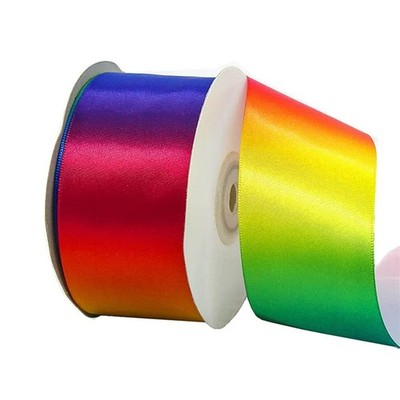 2 Inch x 25 Yards Wide Single Face Shiny Rainbow Satin Ribbon Roll Decor