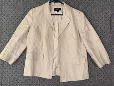 Talbots Open Blazer Jacket Women s Sz 8 Beige Cream 100 Linen