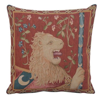 Le Lion Medieval French Decorative Tapestry Cushion