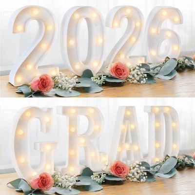 Graduation Decorations 2026 Deals - 8 LED Marquee Light Up Letters 'GRAD 2026...