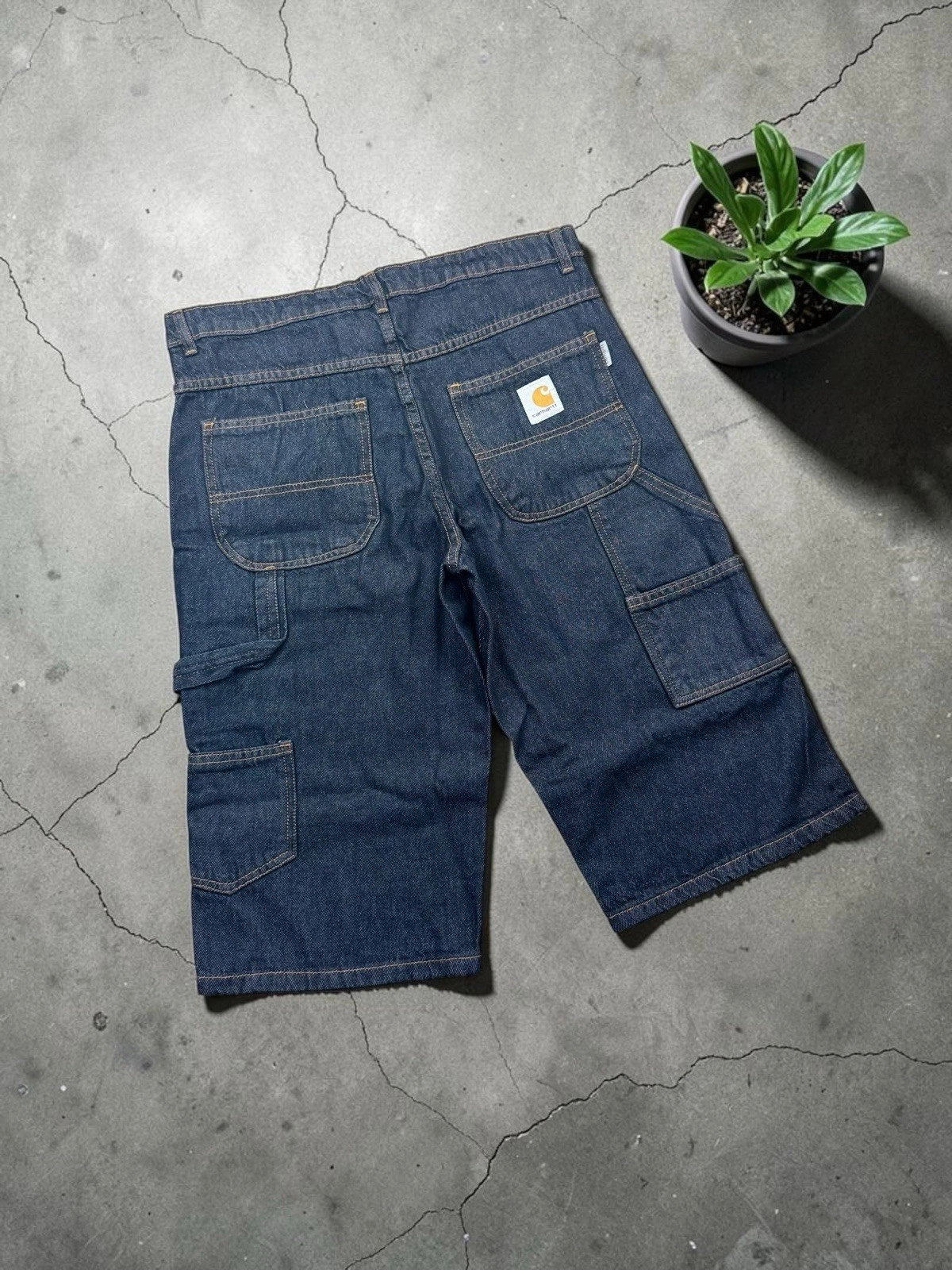 Carhartt Baggy Vintage Style Denim Black Reinforced Stitch Jort / Short W36 /XL