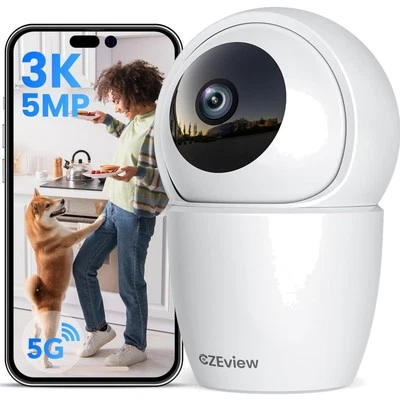 Überwachungskamera 3K 5MP WLAN Innenkamera 360° Nachtsicht Zwei-Wege-Audio