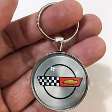 Vintage Corvette C4 Wheel Center Cap 1.2" Diameter Keychain Chevy 1983-1996