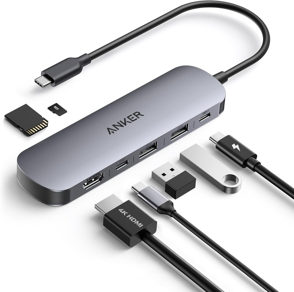 SINEHO Hub USB C 7-in-1 HDMI 4K Lettore di schede SD/TF | Porta dati USB-C, ricarica PD 100W, USB 3.0 e USB 2.0 per MacBook Pro/MacBook Air, XPS, Surface Pro e altri SINEHO Hub USB C 7-in-1 HDMI 4K Lettore di schede SD/TF | Porta dati USB-C, ricarica PD 100W, USB 3.0 e USB 2.0 per MacBook Pro/MacBook Air, XPS, Surface Pro e altri