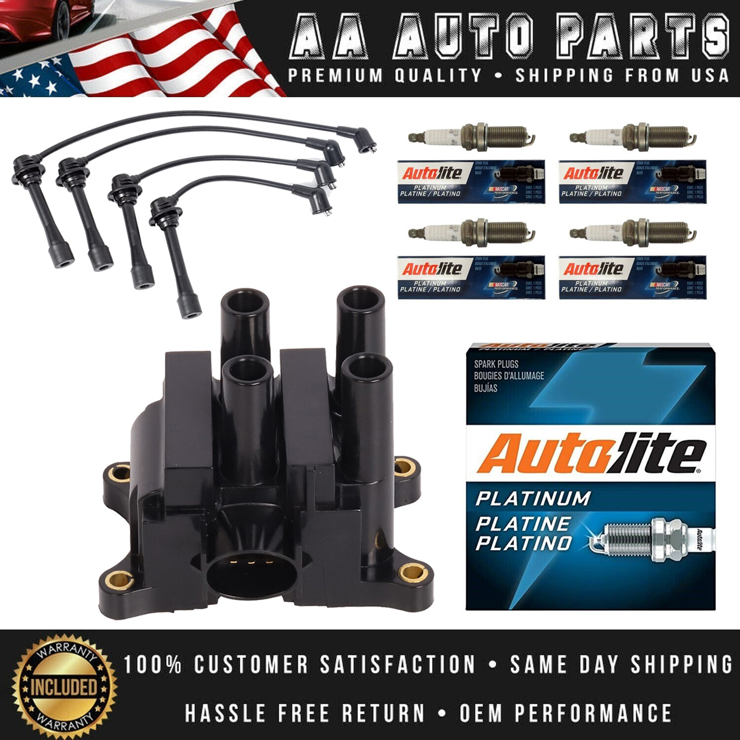 Ignition Coil  Wire Set  4 Autolite Spark Plug for Ford Ranger Mazda B2300