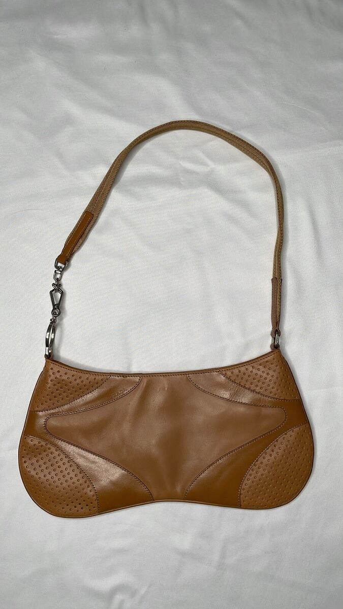 Prada Spring 2000 Perforated Tan Camel Brown Vitello Drive Prada Spring 2000 Perforated Tan Camel Brown Vitello Drive