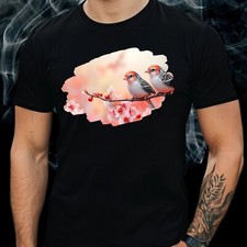 Herren T-Shirt Zebrafinken Vogel Motiv Baumwolle Größe XS bis 5XL