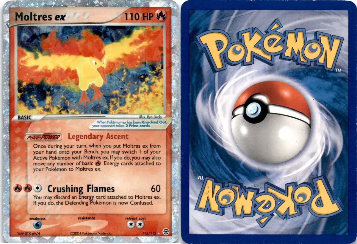 Pokemon card Moltres Ex 115/112 Ex Fire Red & Leaf Green 2004 Holo