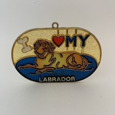 I Love My Labrador dog Faux stained glass Style preowned Christmas ornament.