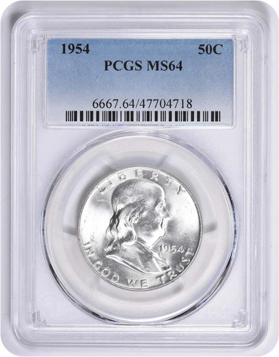 1954 Franklin Silver Half Dollar MS64 PCGS