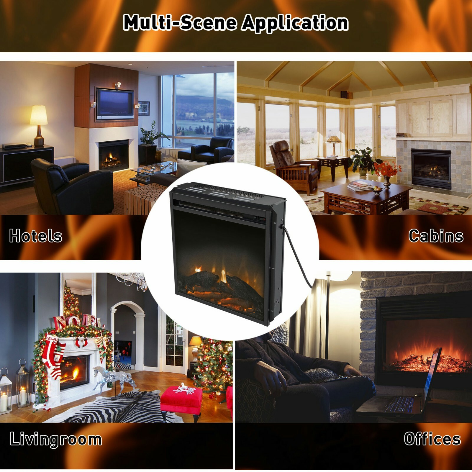 18u0026#034; Electric Fireplace Insert TV Stand Fireplace Electric Stove Heater  New | eBay