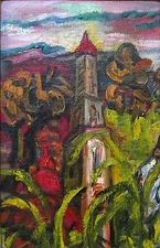SACHA MOLDOVAN Signed 1950 Original Oil Painting - "La Tour"