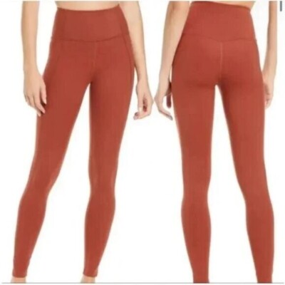 Girlfriend Collective Women Leggings Sz M Burnt Orange High Rise Activewear