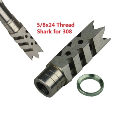 Shark Muzzle Brake Compensator 6.5 Creedmoor 5/8x24 TPI With Crush Washer