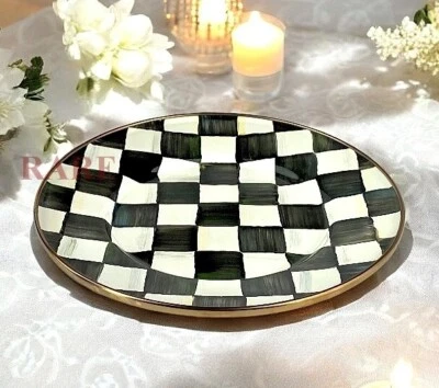 MacKenzie Childs Courtly Check 8" Enameled Salad/Dessert Plate New - Image 1 of 4