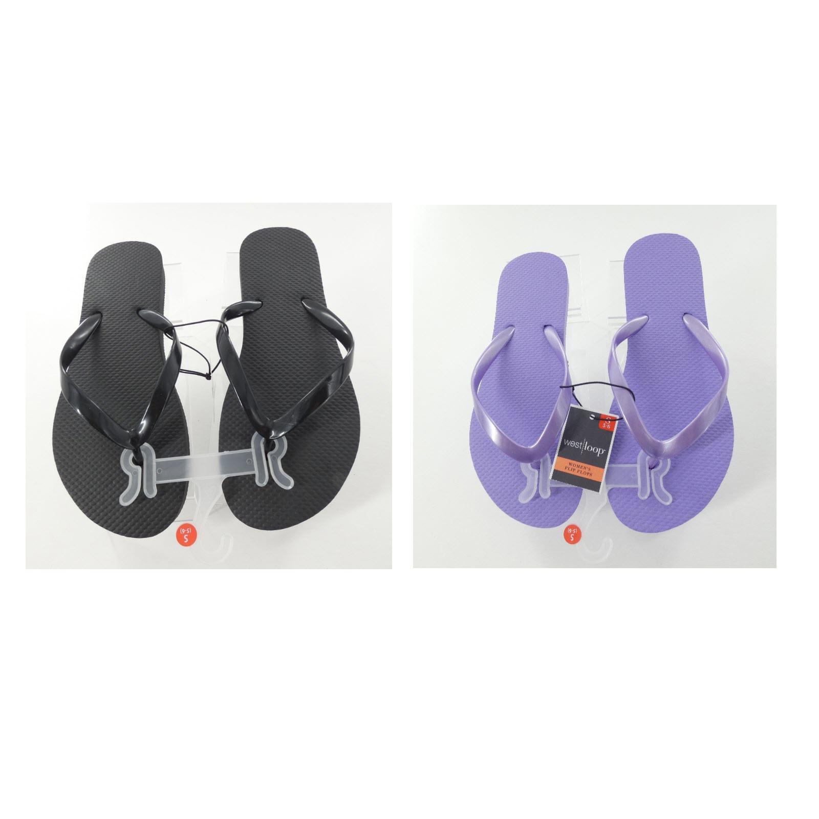 West Loop Women's Flip Flops Thongs Purple Black S (5-6) M (7-8) L (9-10)
