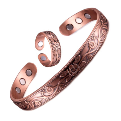 Magnet-Gesundheits-Armband +Ring,Unisex,2teilig ''Flowers of Love''  (S2/L2/K6)