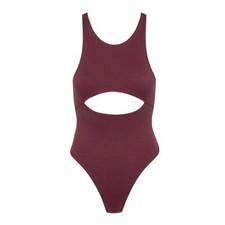 For Love  Lemons x Victoria's Secret Rib Keyhole Bodysuit XL Burgundy NEW Cl
