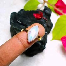 Rainbow Moonstone Gemstone Ring,925 Sterling Silver,Unisex Ring,Gift For Her